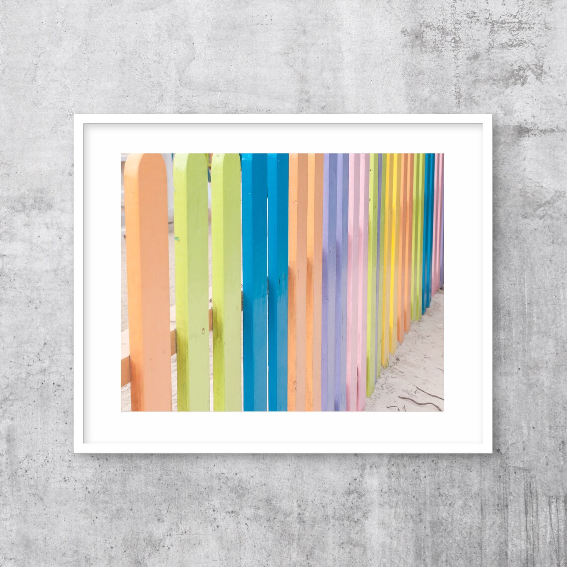 Close Up of Rainbow Painted Wooden Planks Colorful Fence Poster - Image 3