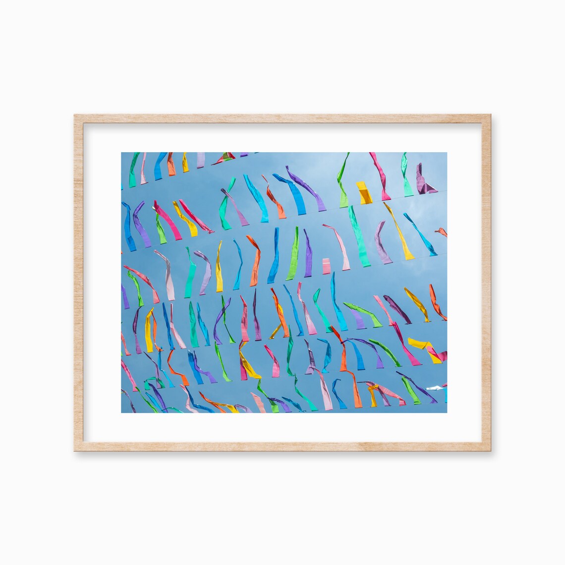 Colorful Streamers Floating Against Blue Sky Celebration Photography Poster