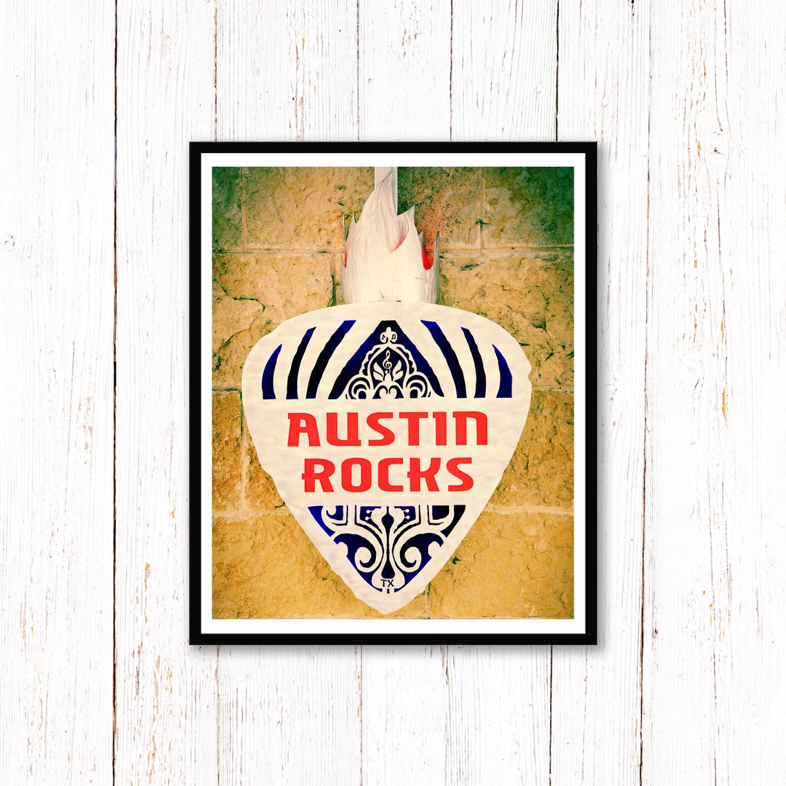 Austin Rocks Guitar Pick Sign Texas Music Wall Decor Photo Poster - Image 2