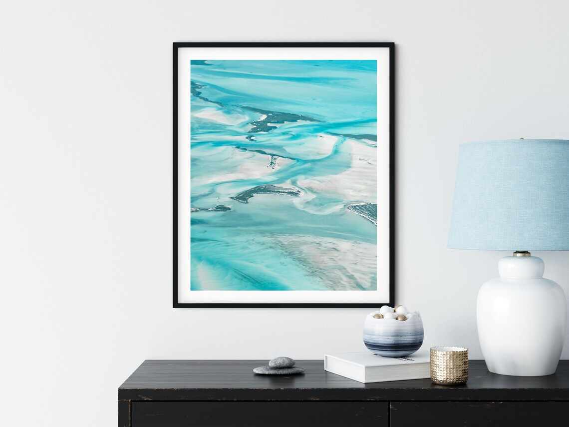 Aerial Beach Photography Travel Poster, Bahamas - Image 2