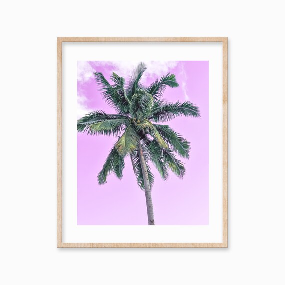 Pink Palm Tree Print Wall Art Beach Coastal Tropical Home Decor Large Travel Poster Girls Bedroom Pastel