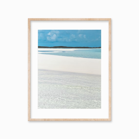 White Sandbar Glassy Shallow Water Teal Ocean Serene Photo Poster