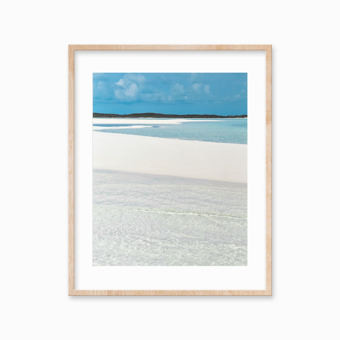 White Sandbar Glassy Shallow Water Teal Ocean Serene Photo Poster