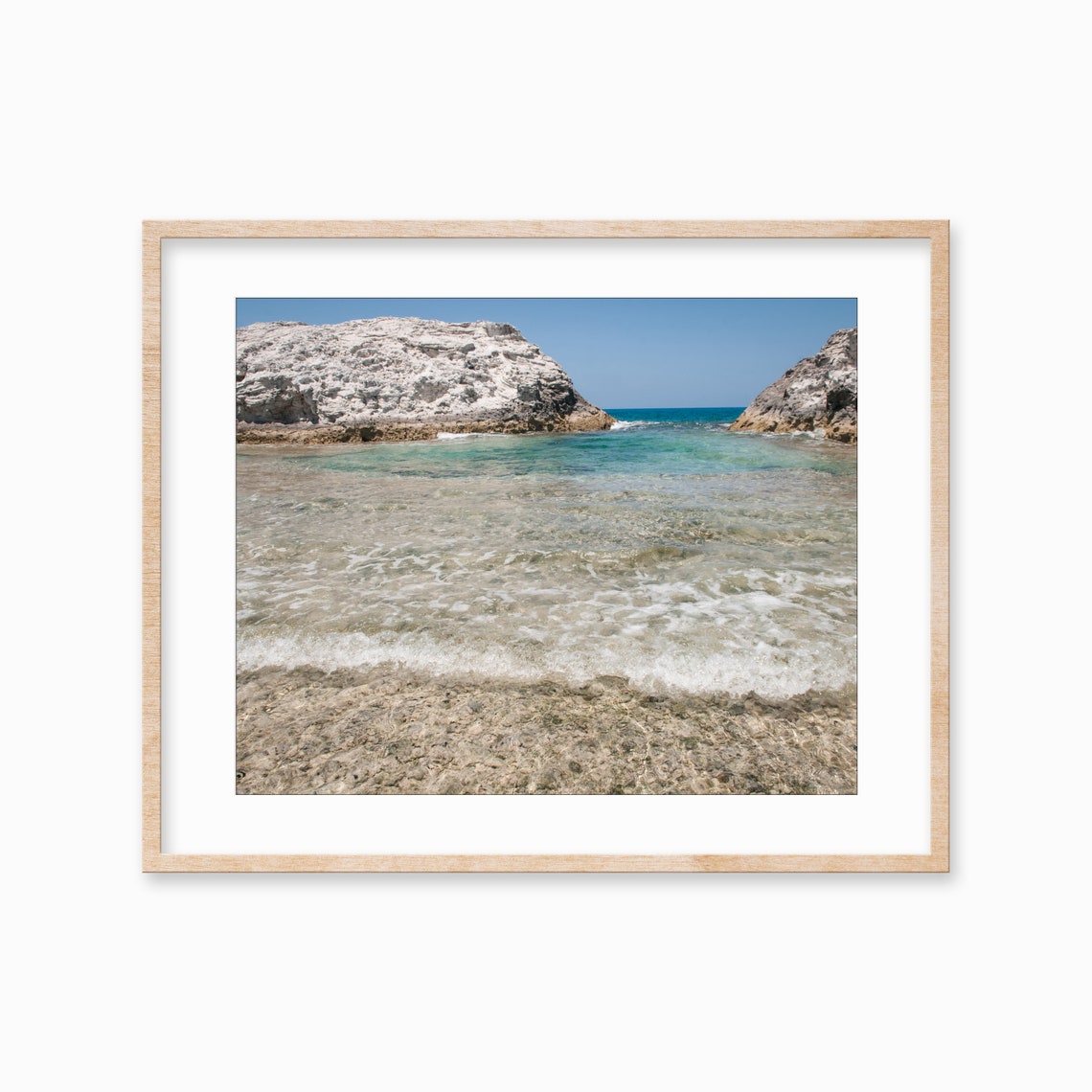 White Limestone Cliffs at Turquoise Rocky Cove Beach Shore Poster