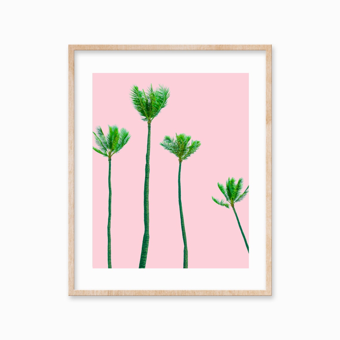 Tall Green Palm Trees on a Pink Background Minimal Art Poster - Image 3