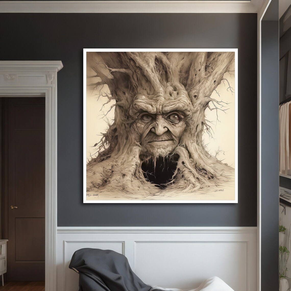 Tree With A Human Face Painting Wall Art Art Modern Decor Ideas For Your Home And Office With Different Frame Options - Image 3