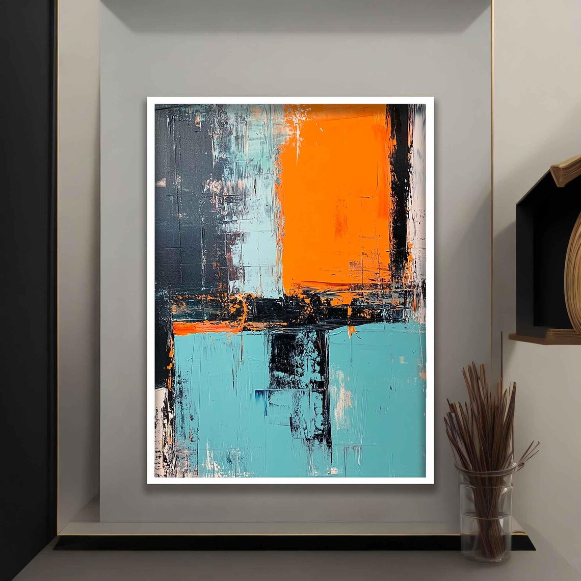 Orange And Blue Painting Abstract Wall Art Contemporary Artwork Blue Art Print Wall Decor - Image 5