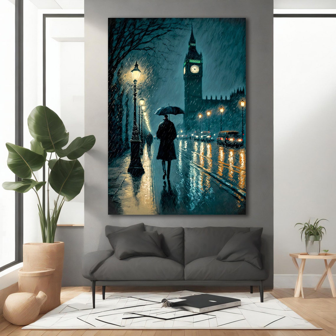 London Painting Oil Painting Original London Street Painting City Painting Wall Art City Painting Extra Large Wall Art - Image 2