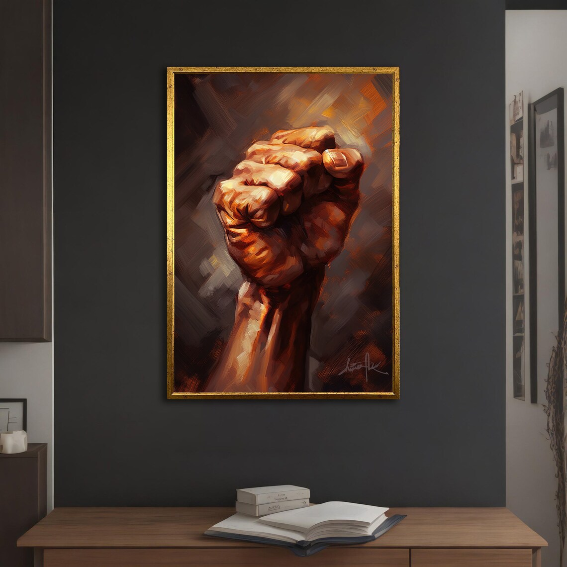 Raised Power Fist Painting Strength Unity Motivational Wall Art Poster - Image 5