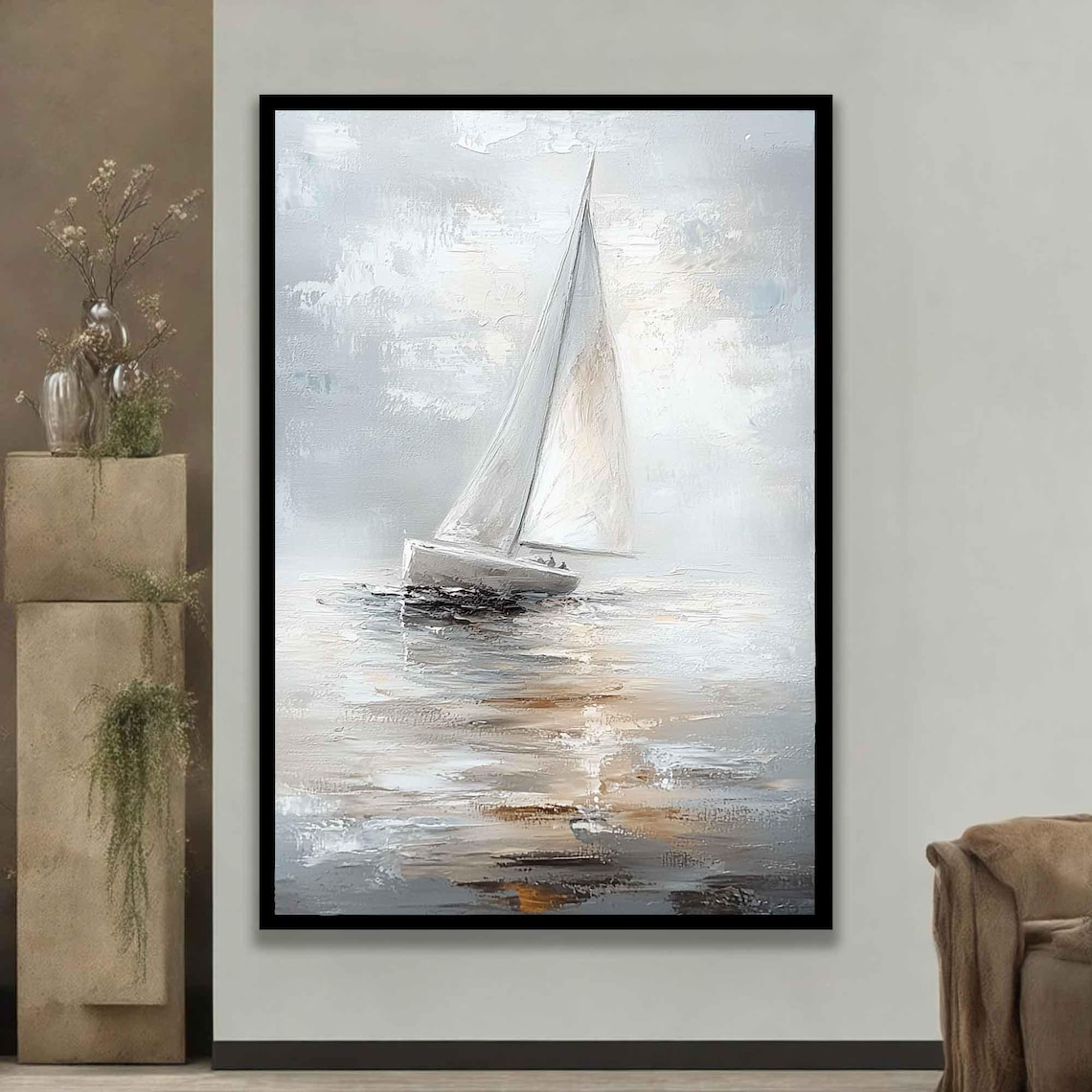 Sailing Ship Watercolor Framed Print Nautical Decor Large Wall Art Maritime Artwork Boat Lovers Gift - Image 3