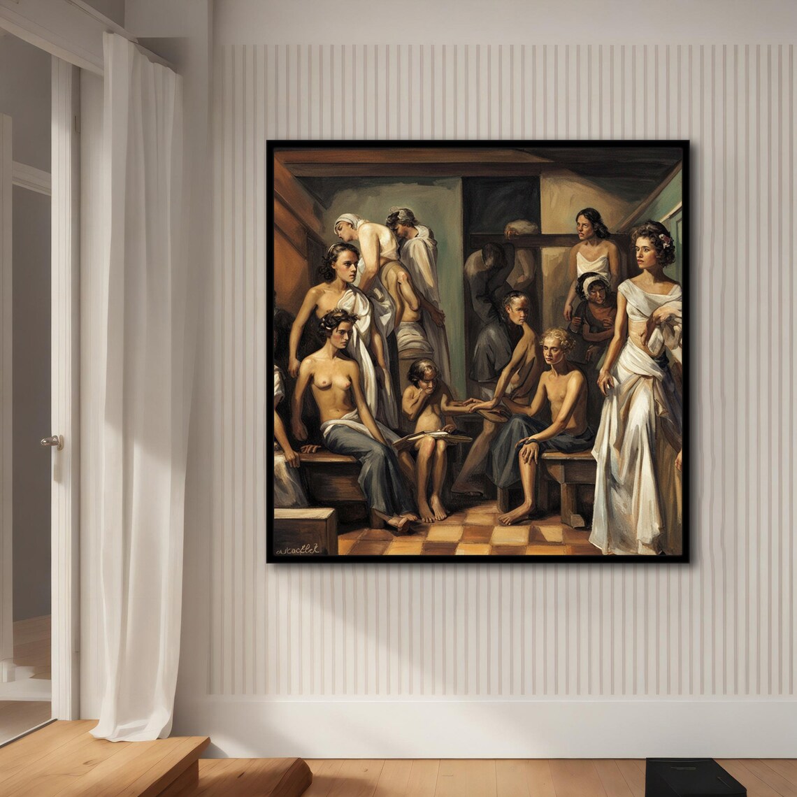 Classical Women White Drapery Vintage Oil Painting Style Historic Wall Art - Image 4