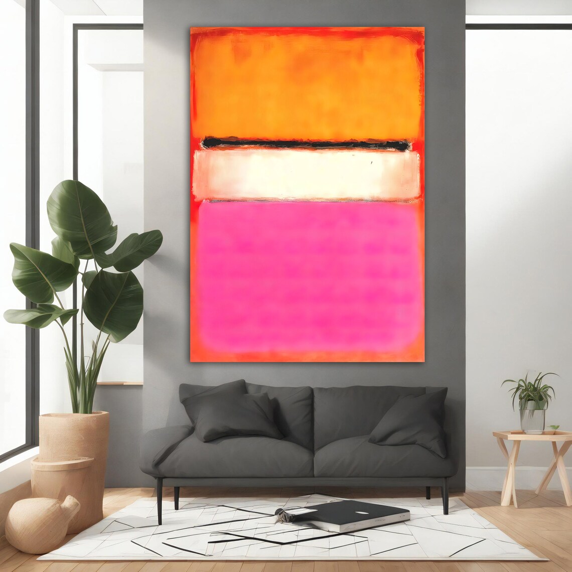 Mark Rothko-Inspired Orange, White & Pink Art Print - Image 5
