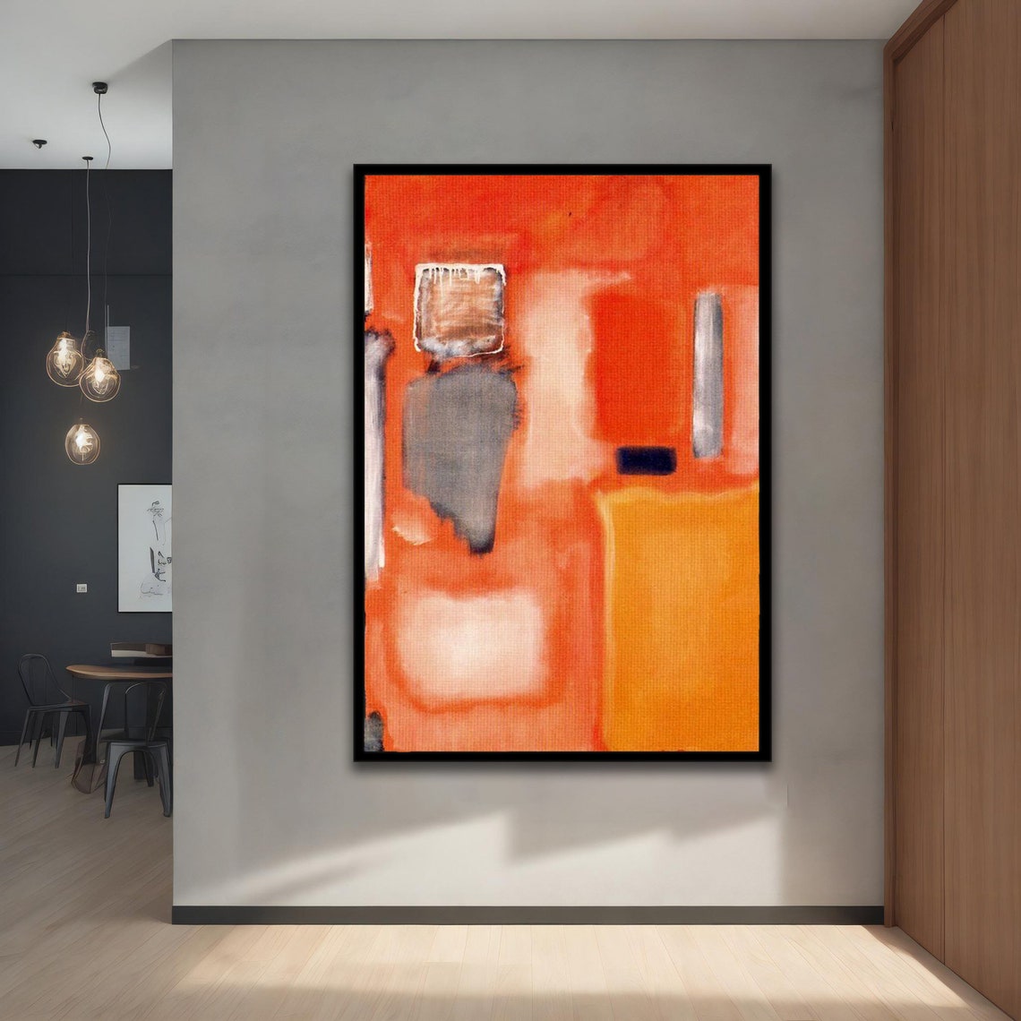 Mark Rothko Style Orange Floating Rectangles Modern Abstract Print - Image 4