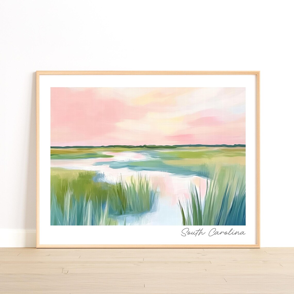 South Carolina Salt Marsh Pastel Sunrise Landscape Painting Art Poster