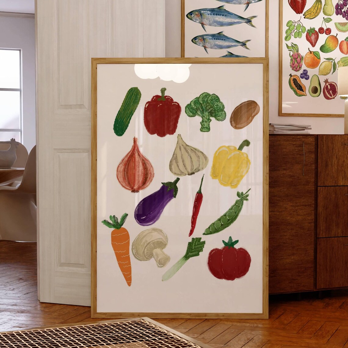 Kitchen Wall Art Watercolor Vegetable Art Food Art Print Illustration Veggie Artwork Midcentury Kitchen Art Girly Print - Image 4