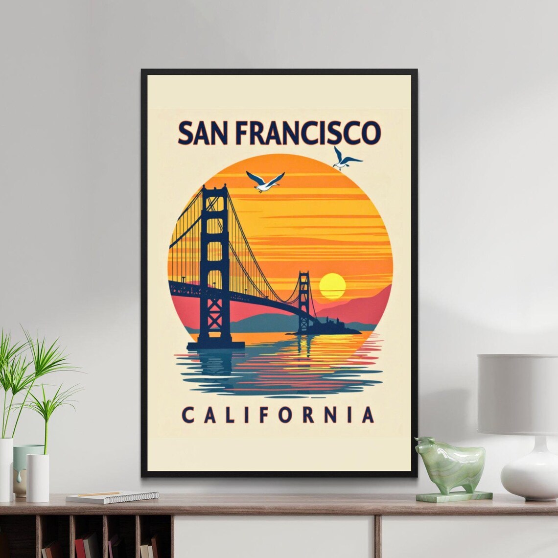 San Francisco California Golden Gate Bridge Sunset Bay Poster