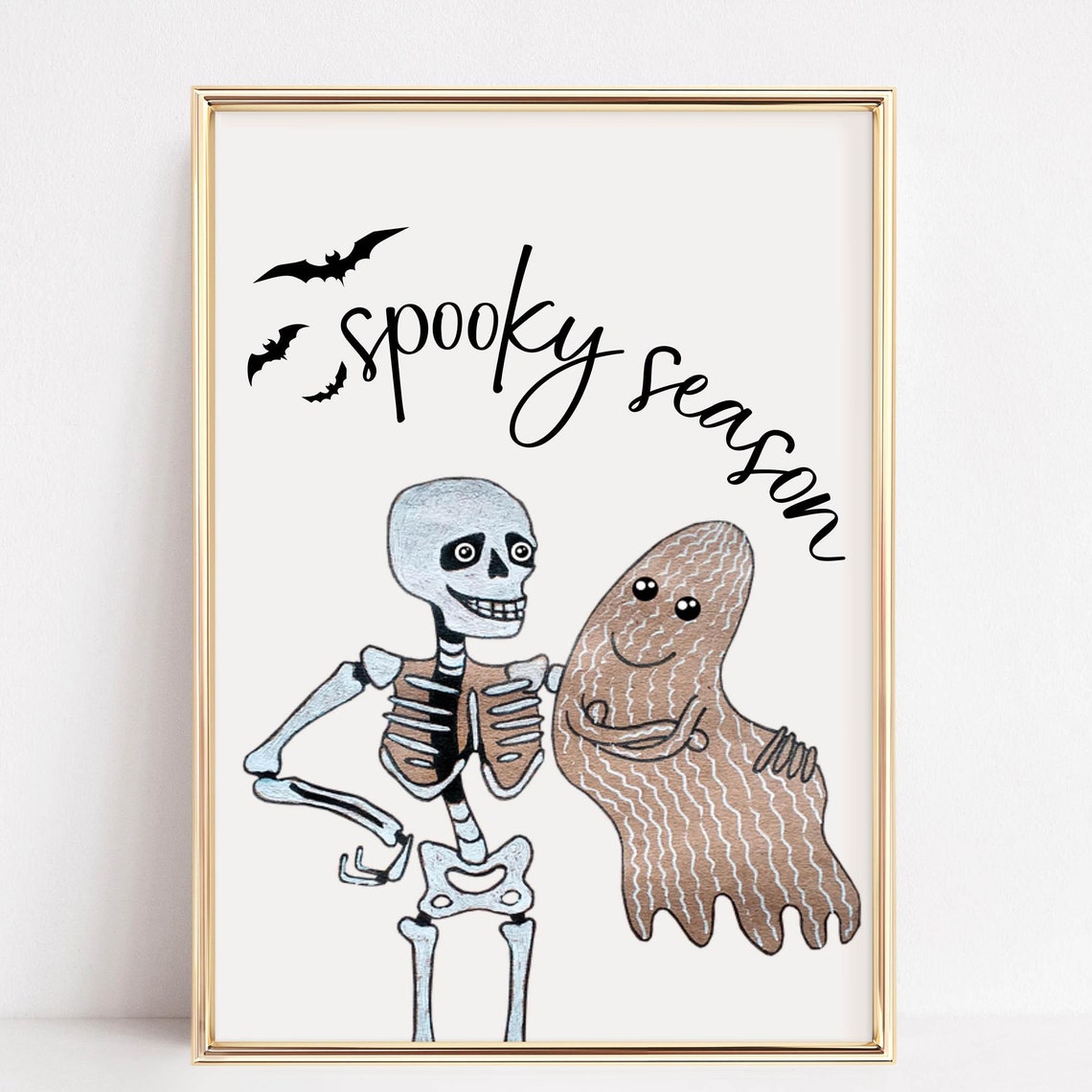 Spooky Season Skeleton Ghost Best Friends Cute Halloween Poster