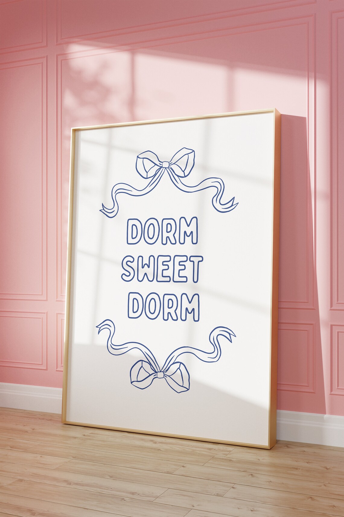 Blue Bow Coquette Hair Ribbon Art Print, Preppy Style
