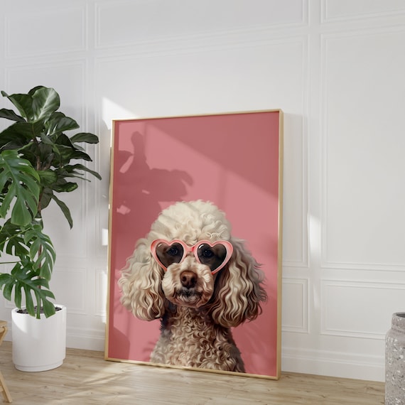 Pink Poodle Print Funky Poster Preppy Art Poodle Dog Cute Pink Decor Dog Print Kids Room Poodle Dog Print