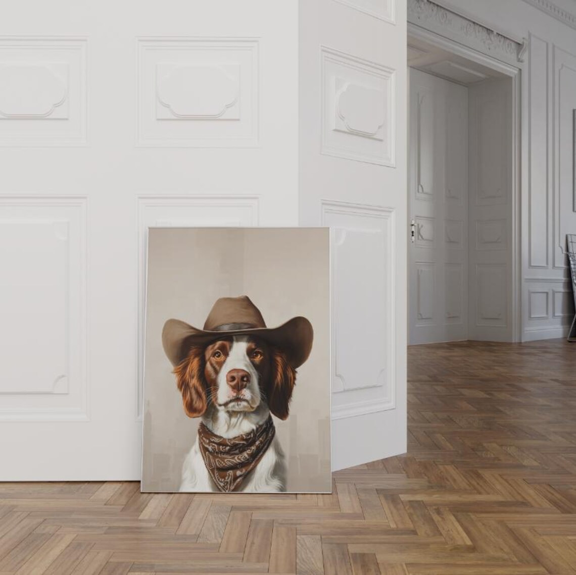Brittany Spaniel Dog Cowgirl Hat Art Print