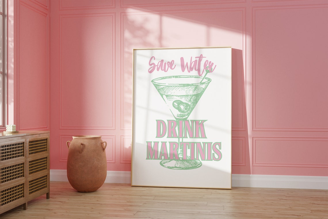 Trendy Bar Art Funny Martini Lover Art Funny Quote For College Dorm Poster Preppy Poster For Apartment Bar Cart Decor Martini Social Club - Image 2