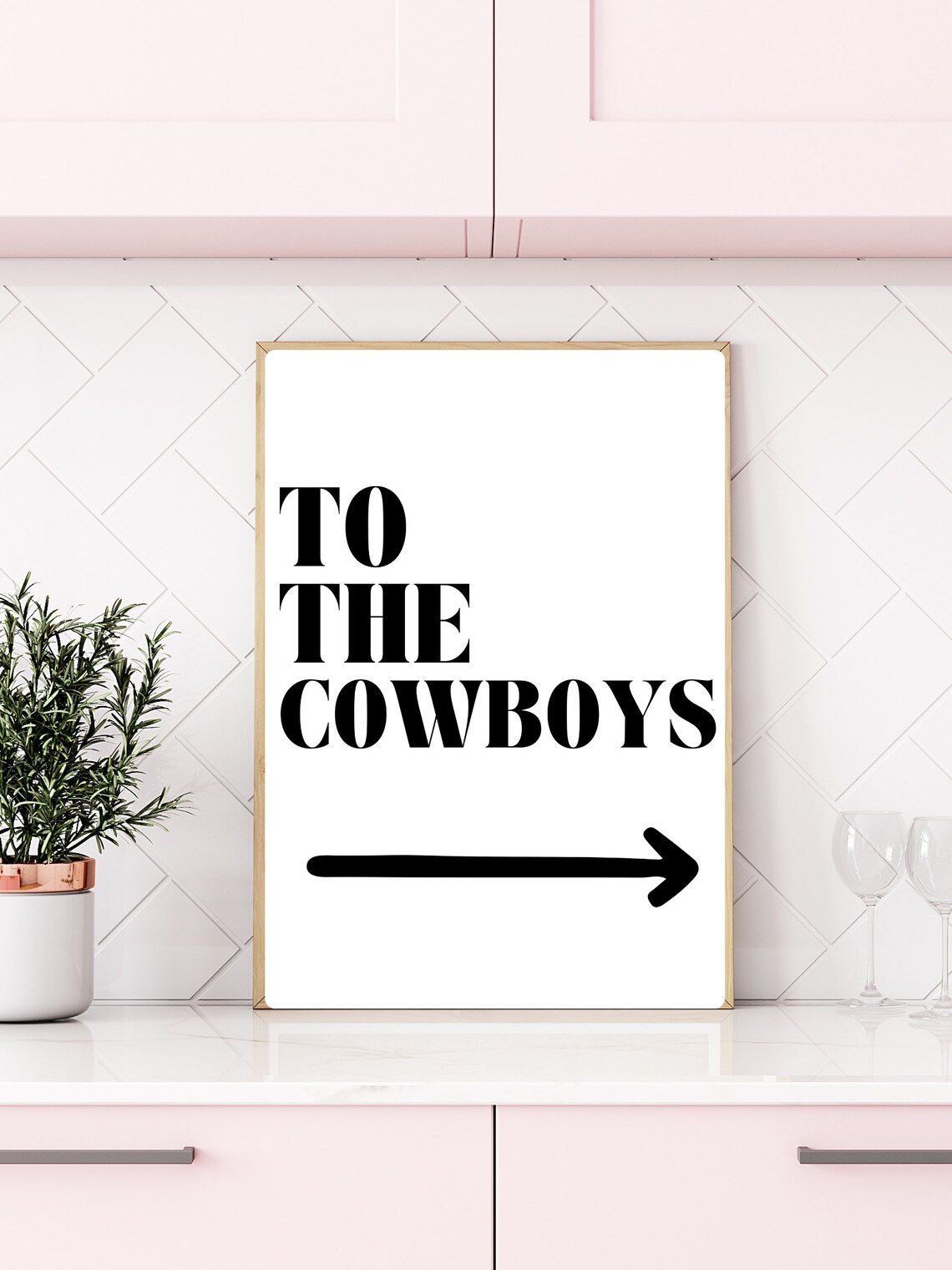 To The Cowboys Arrow Minimalist Black Western Typography Wall Poster