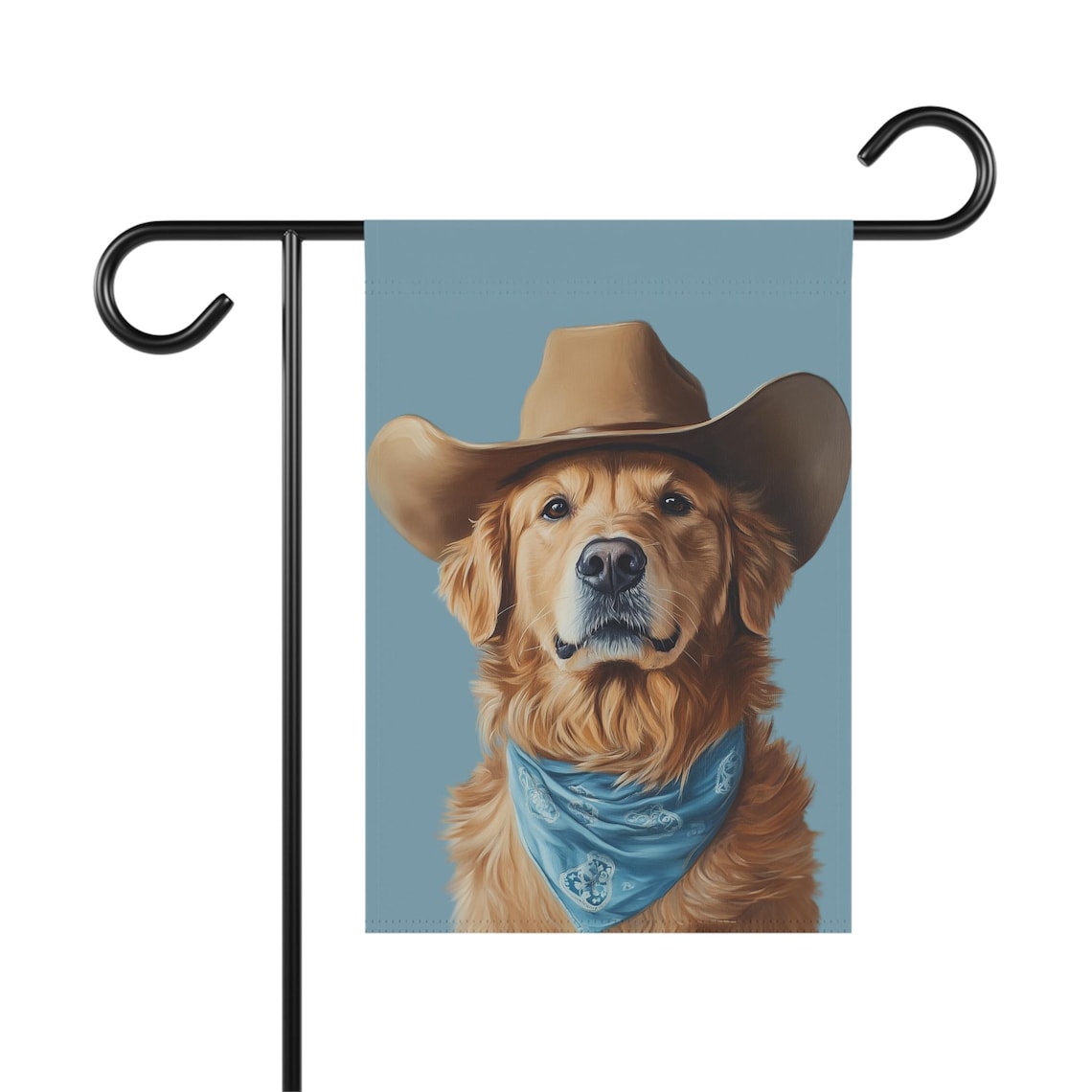 Golden Retriever Cowboy Garden Flag Western Dog Poster