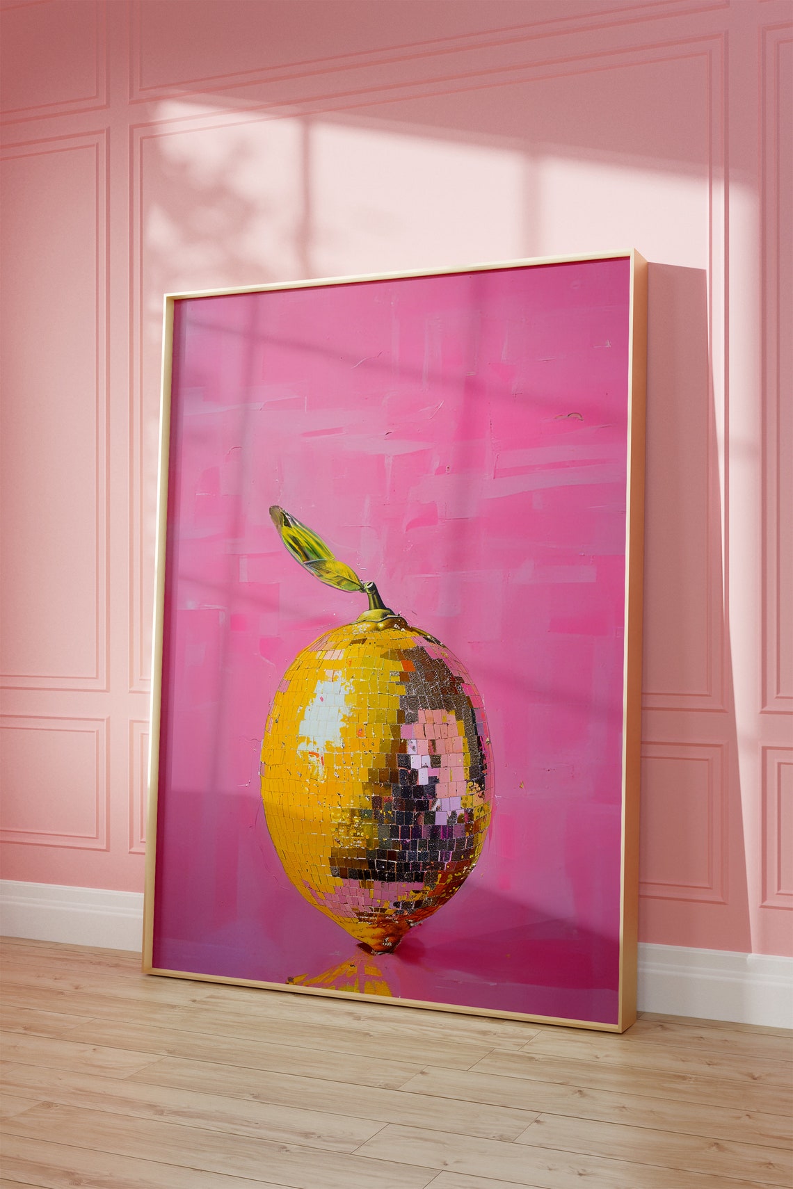 Disco Ball Lemon Fruit Pink Retro Kitchen Art Poster for Dorms - Image 2