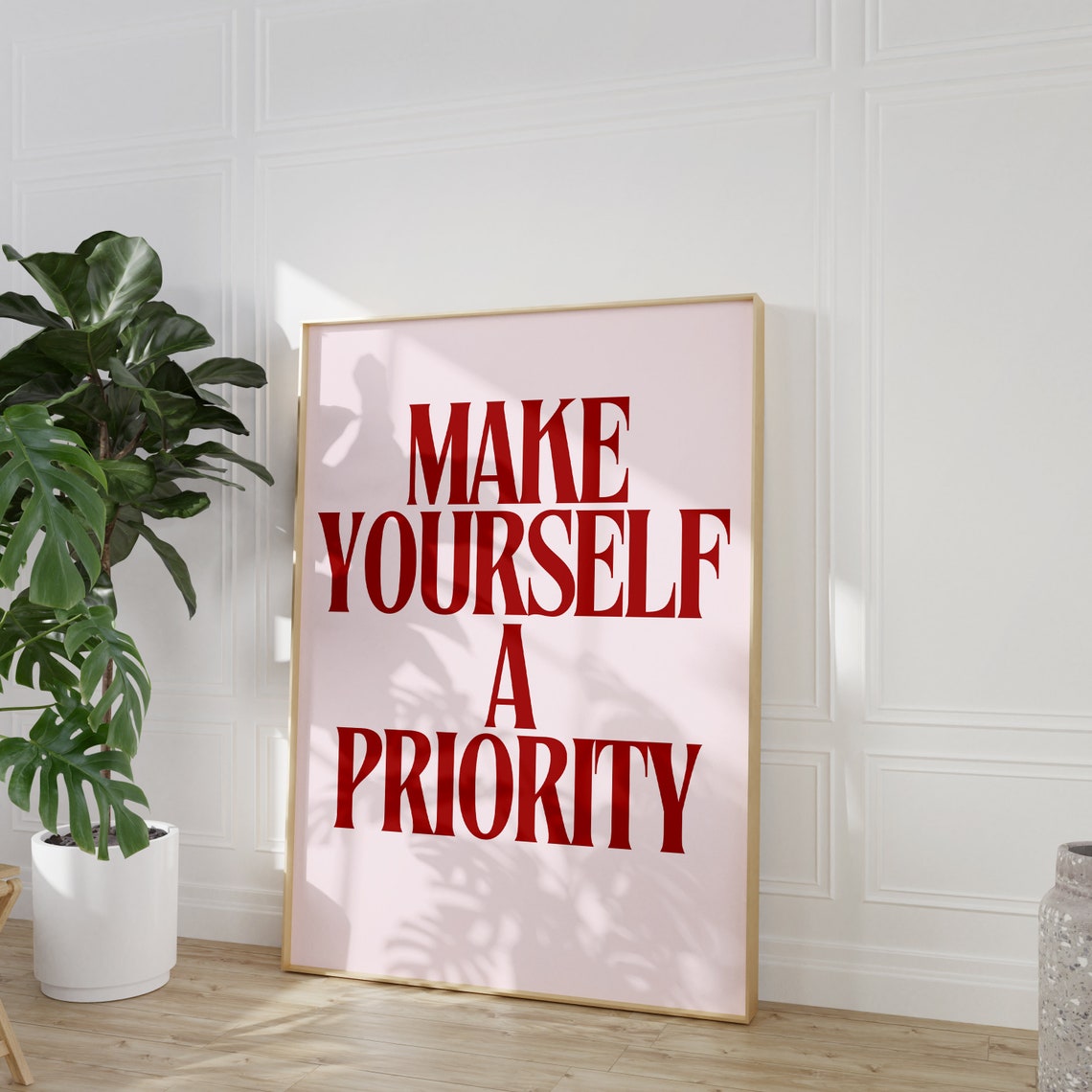 Make Yourself A Priority Bold Red Typography Motivational Poster - Image 2