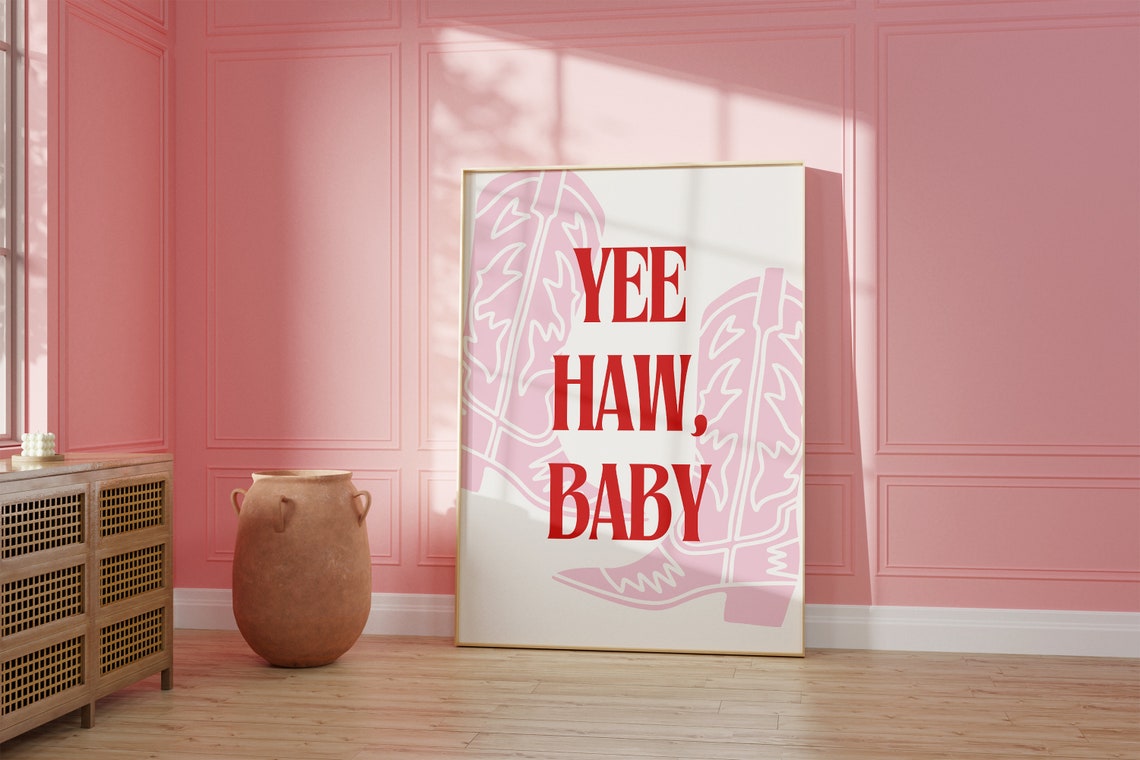 Yee Haw Cowboy Boots Art Print Western Art Print Preppy Cowgirl Decor Coastal Cowgirl Art Cowgirl Dorm Decor Bar Cart Print - Image 2