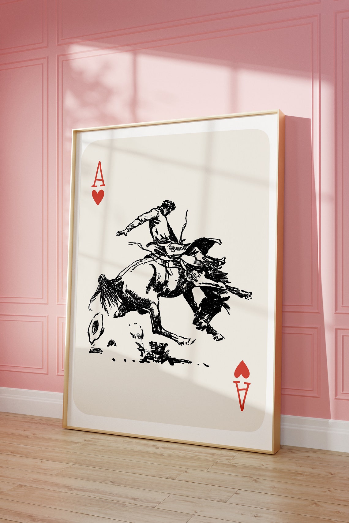 Cowboy Playing Card Vintage Cowboy Rodeo Cowboy Western Print Cowgirl Western Aesthetic Western Decor Preppy Pink Art - Image 2