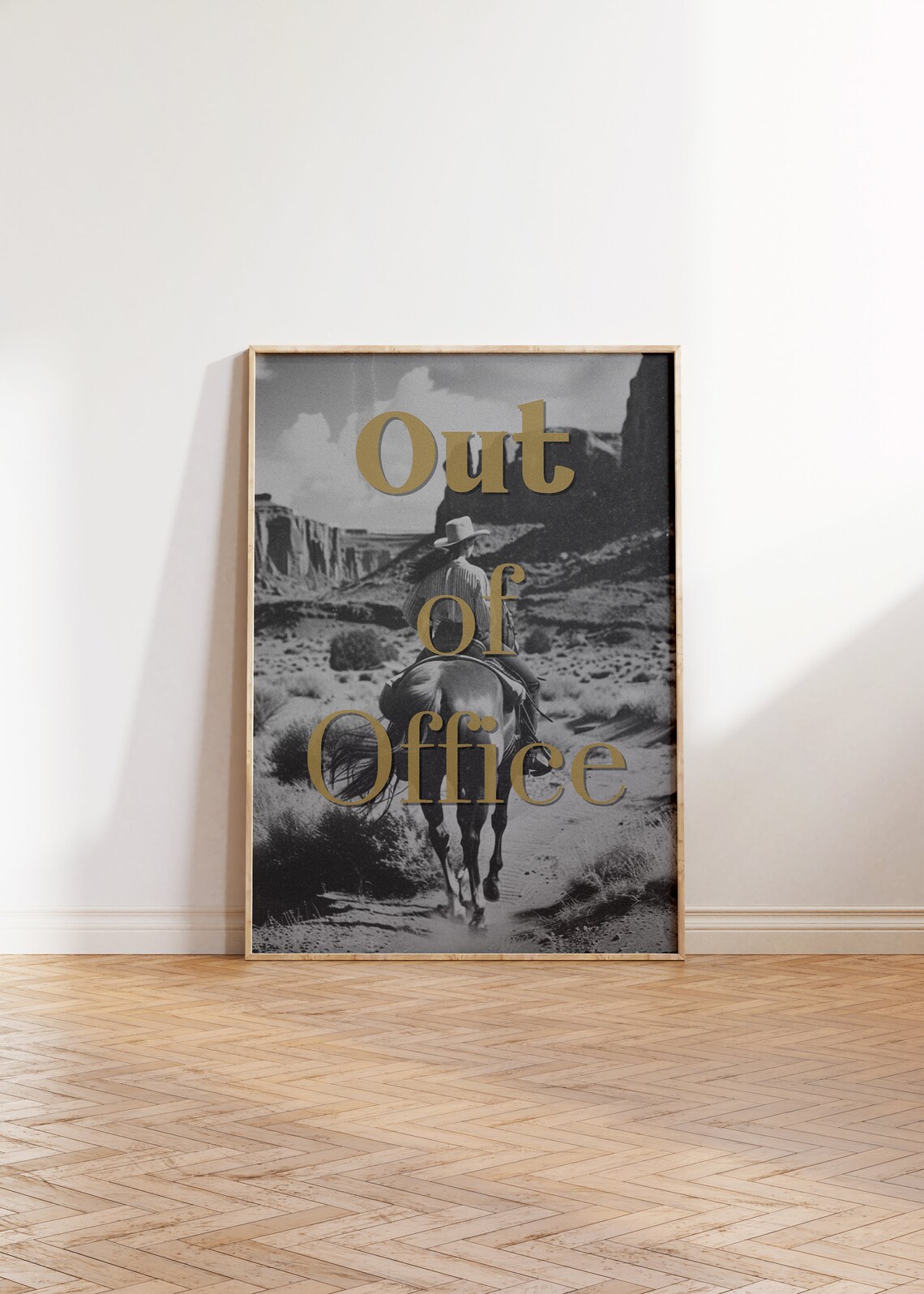 Out Of Office Cowgirl Riding Into Desert Canyon Photo Poster