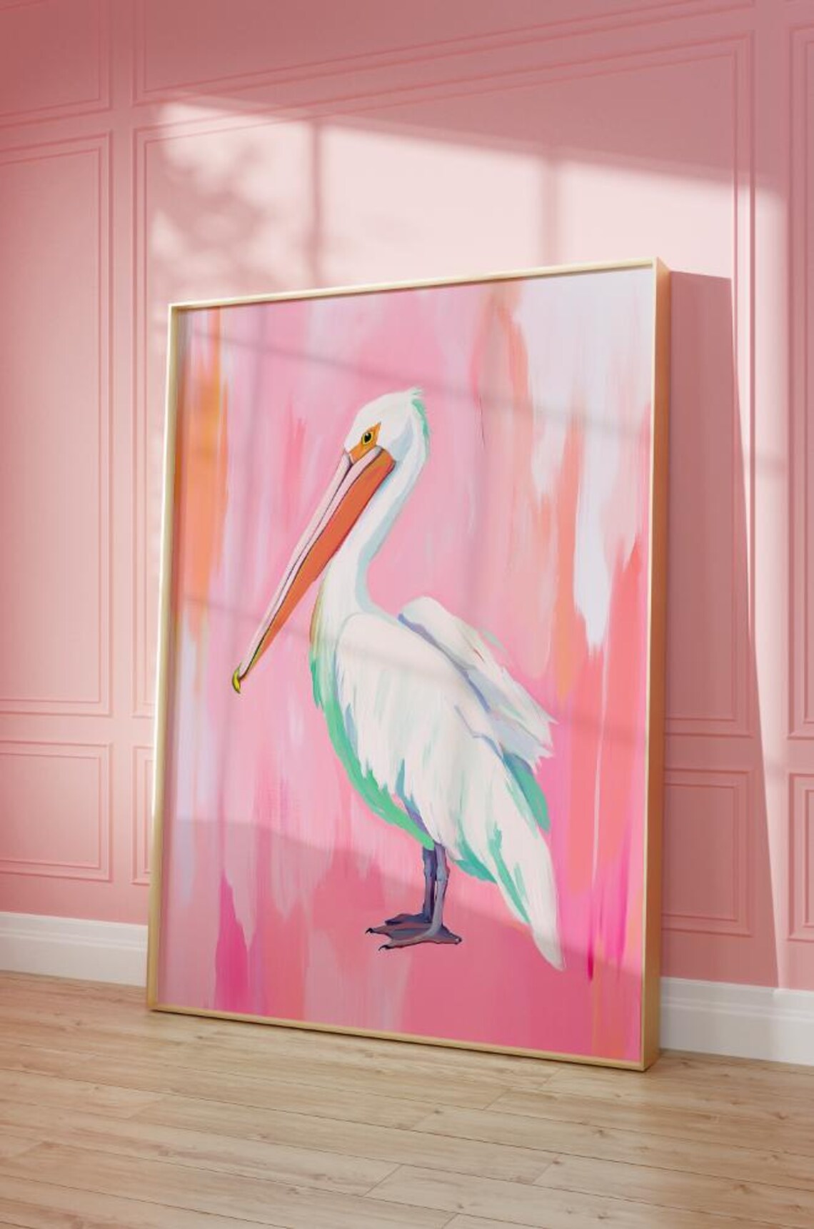 Pastel Pelican Coastal Art Print, Southern Wall Art