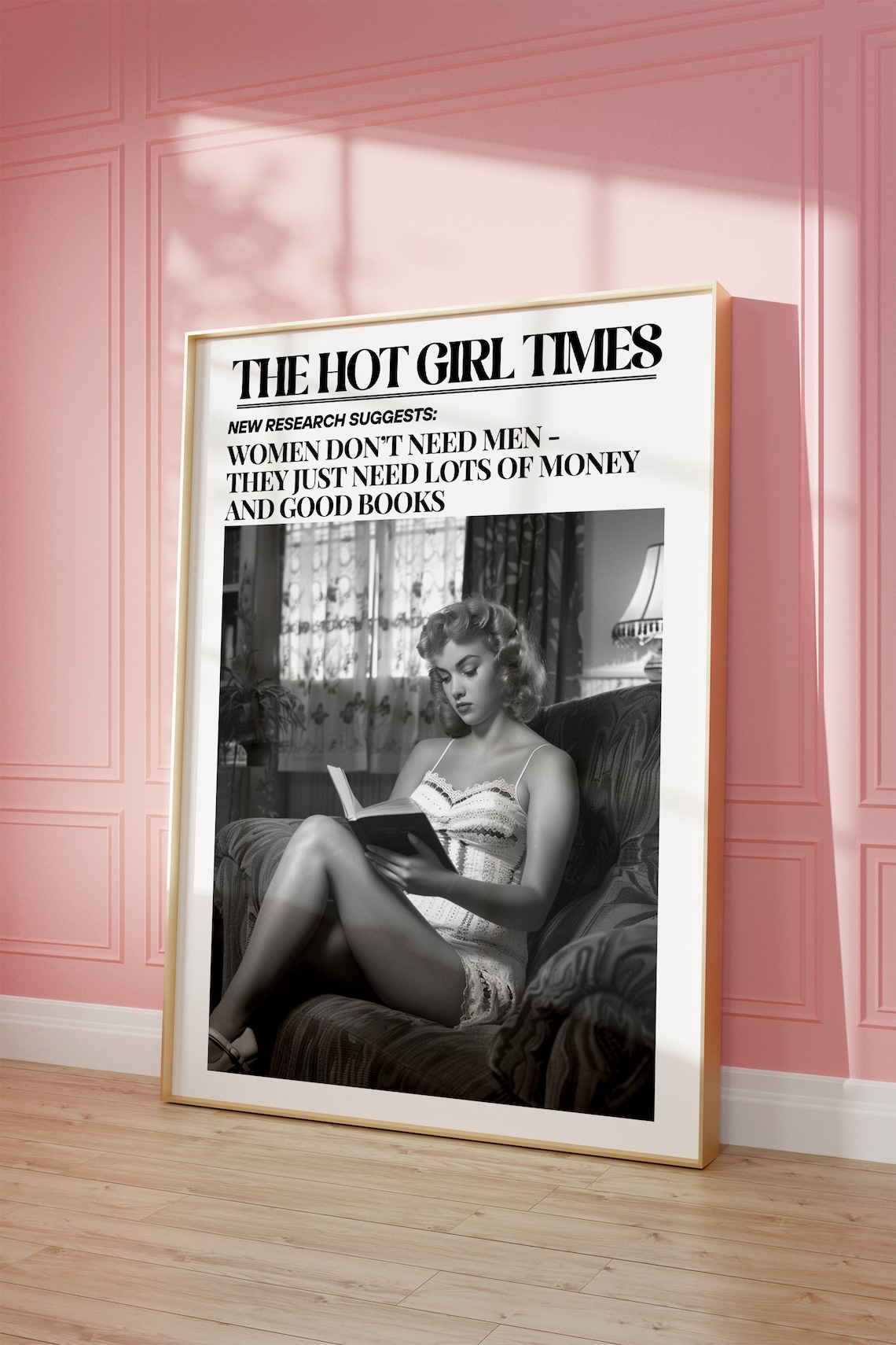 Hot Girl Times Women Need Money Books Vintage Quote Pink Poster
