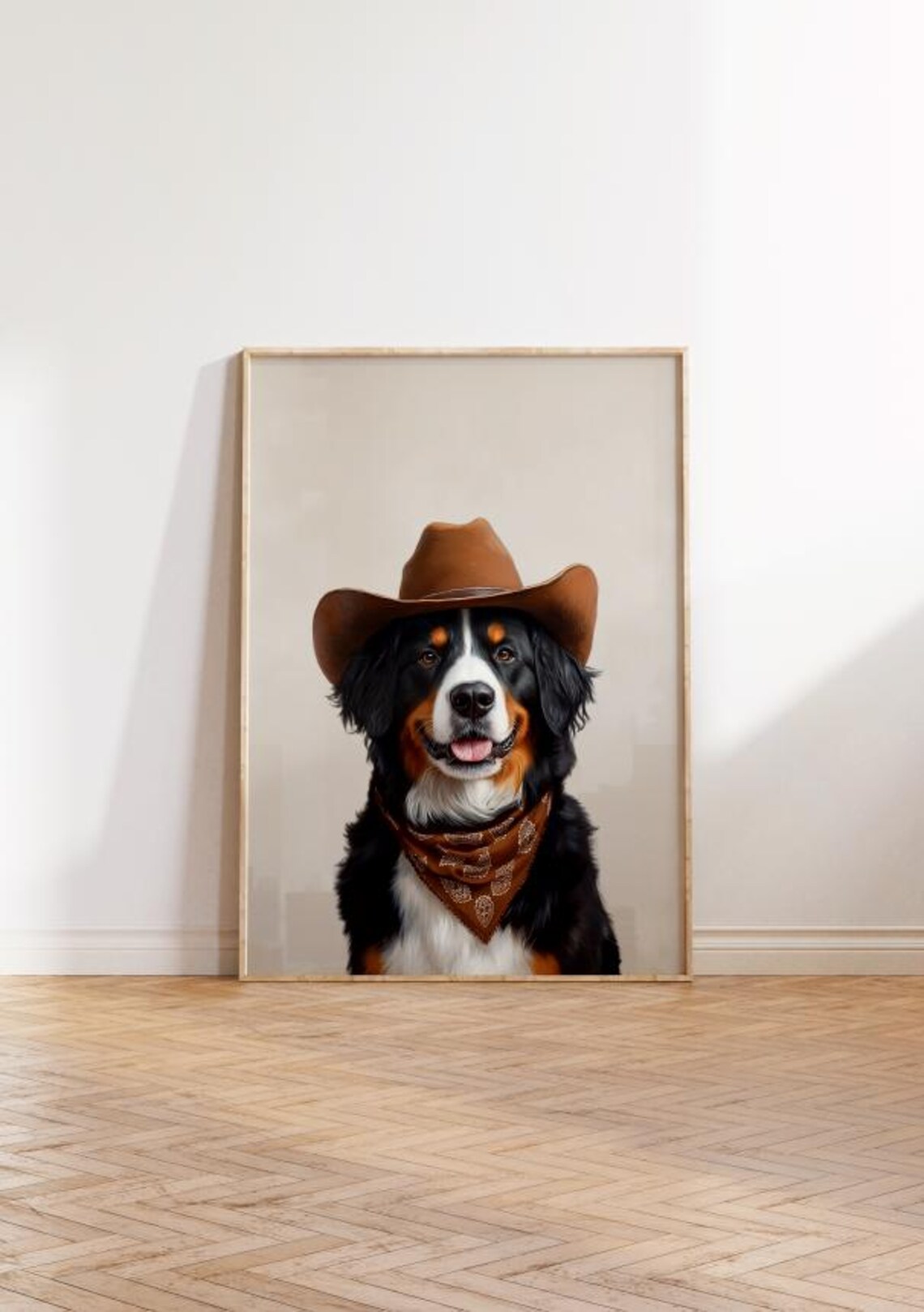 Bernese Mountain Dog Cowgirl Hat Vintage Art Print - Image 2