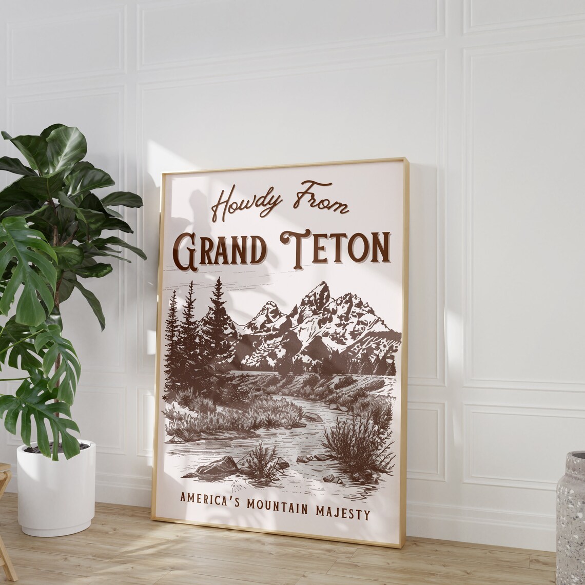 Vintage Grand Teton Travel Wall Art Travel Poster Wall Art National Park Poster Western Wall Art Postcard Decor Art Wall Art