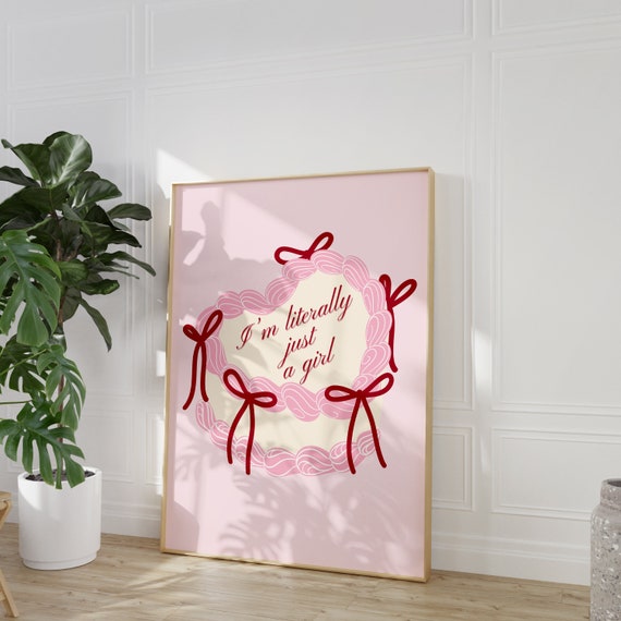Literally Just A Girl Heart Cake Coquette Print Trendy Wall Art Poster Print Retro Wall Art Trendy Art Dorm Room College