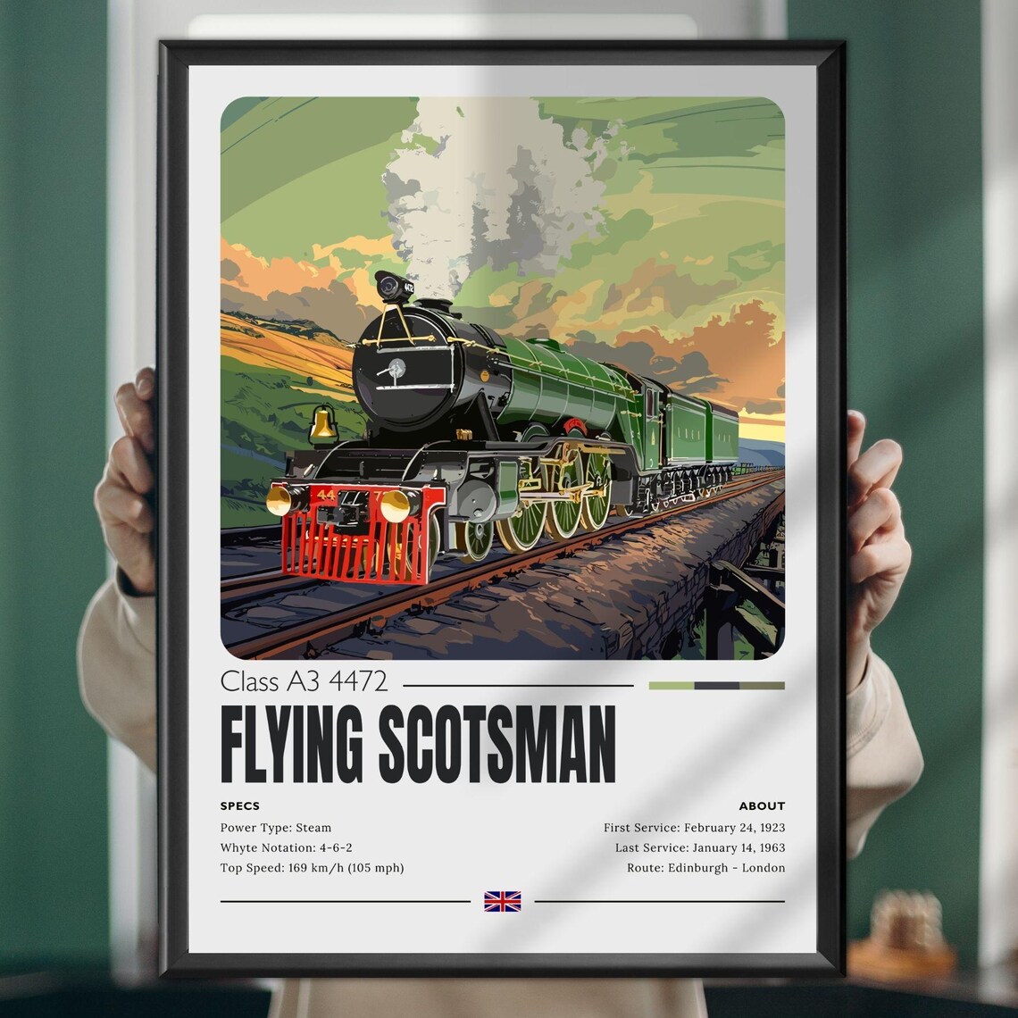 Flying Scotsman Vintage Train Travel Poster