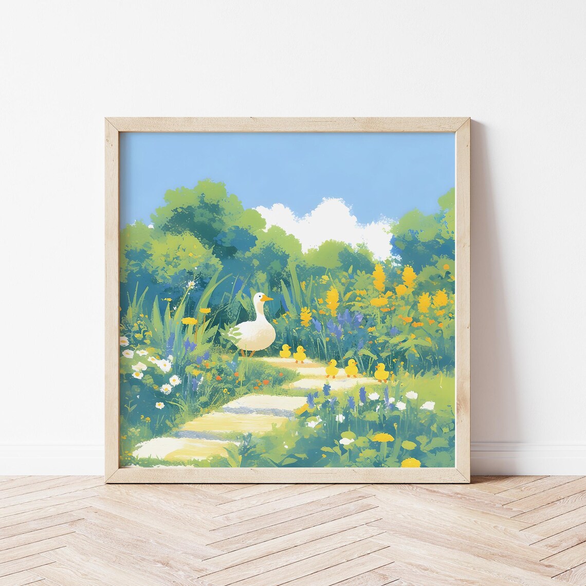 Duck And Ducklings Poster, Farmhouse Nursery Decor