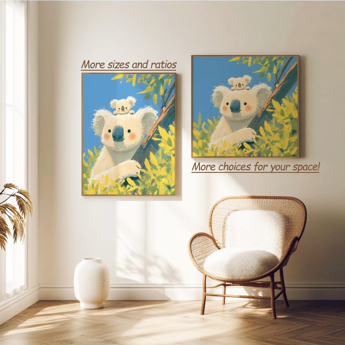 Cute Koala Mom And Joey In Eucalyptus Sweet Nursery Animal Wall Art - Image 2