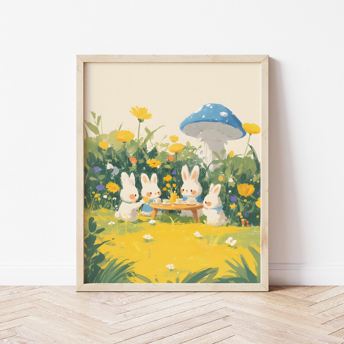 Rabbit Family Picnic Illustration Art Print - Image 2