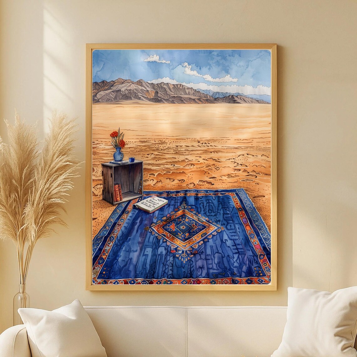 Peaceful Desert Watercolor, Moroccan Decor Art Print