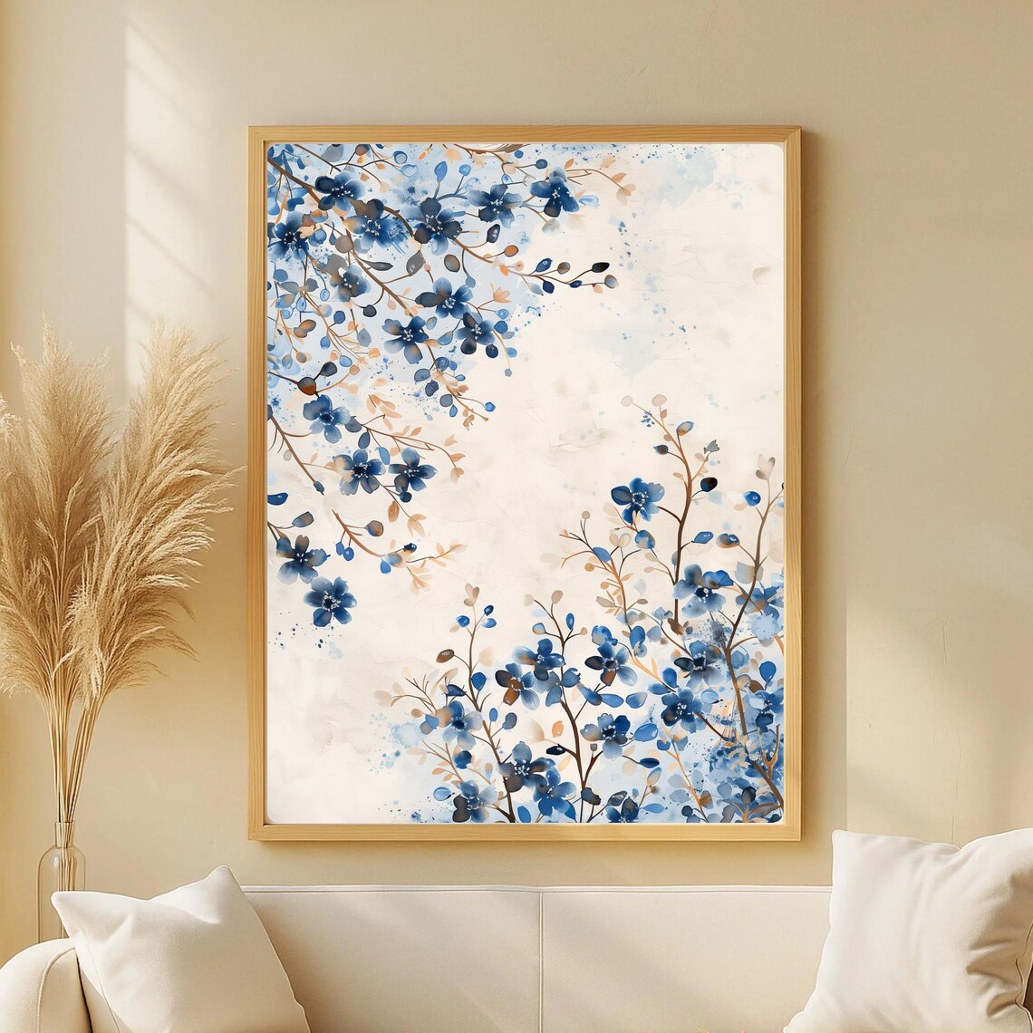 Floral Watercolor Art Print, Elegant Minimal Botanical