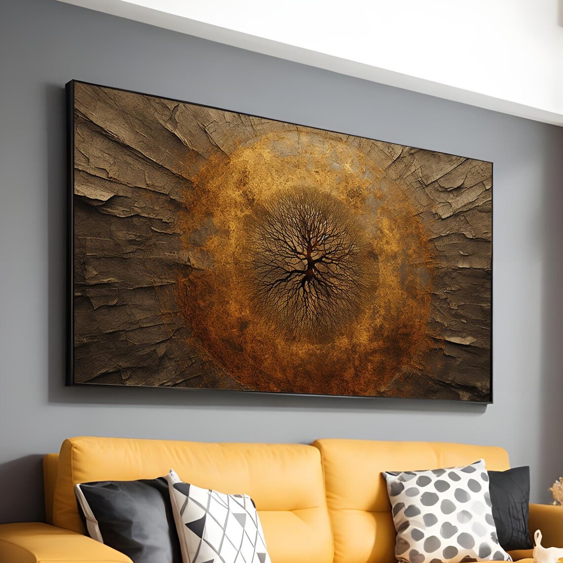 Abstract Golden Tree Of Life, Modern Painting - Image 5