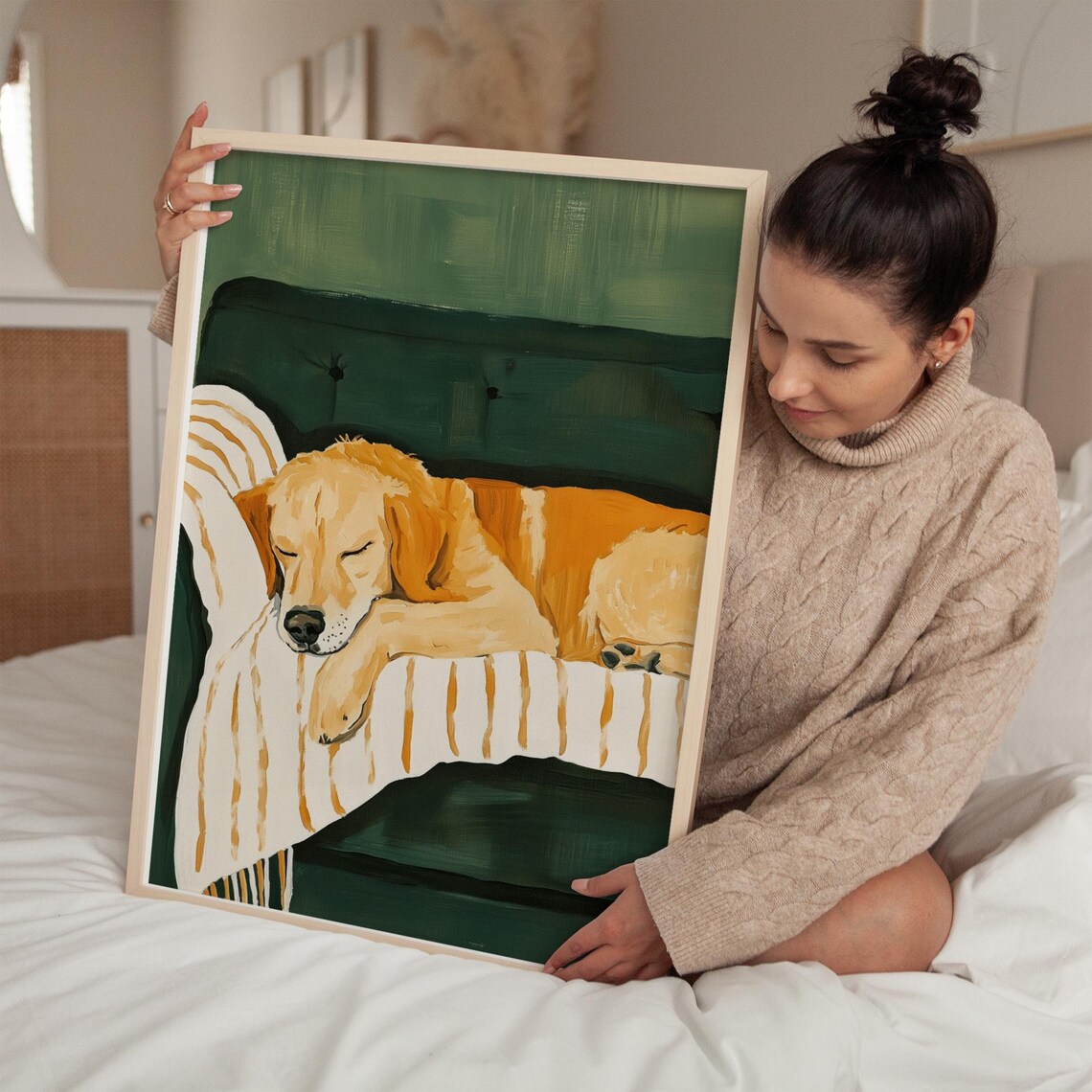 Golden Retriever Sleeping Art Print, Pet Portrait - Image 2