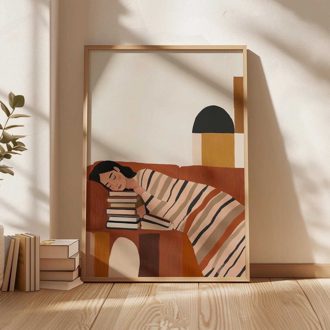 Relaxing Woman Abstract People, Minimalist Art Print - Image 2