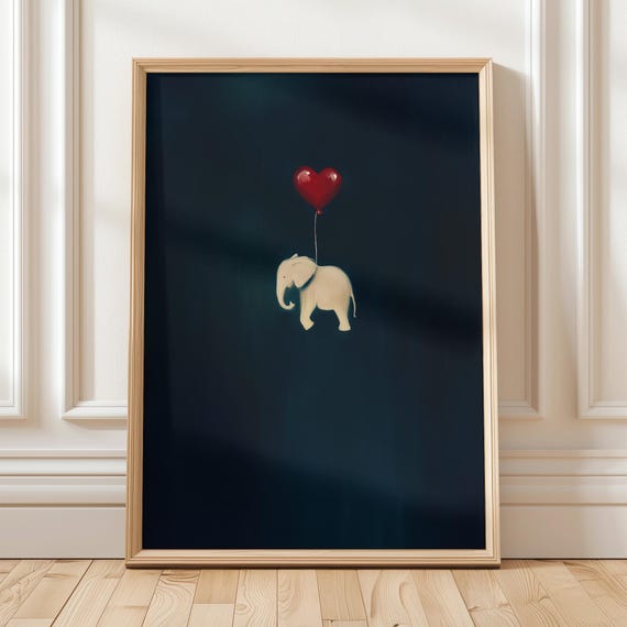 Elephant Nursery Print, Cute Animal Art Print