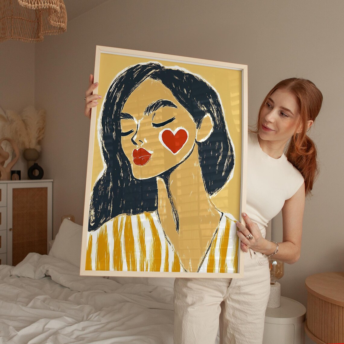 Romantic Woman Portrait Abstract Face Art Print