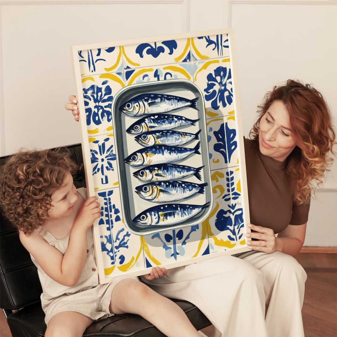 Portuguese Sardine Tile Pattern Art Print, Kitchen Decor - Image 4