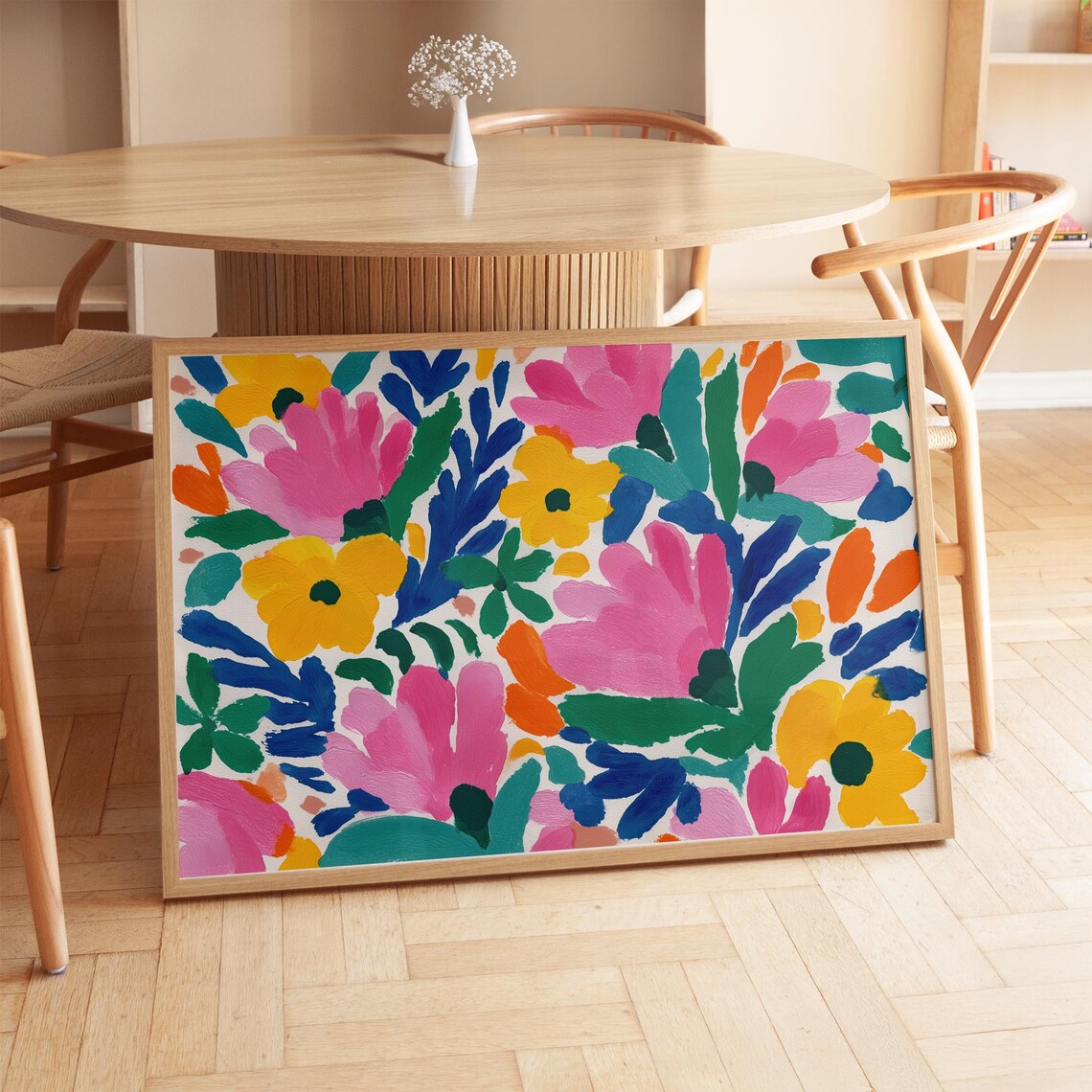 Colorful Abstract Floral Art Print, Bold Botanical Decor